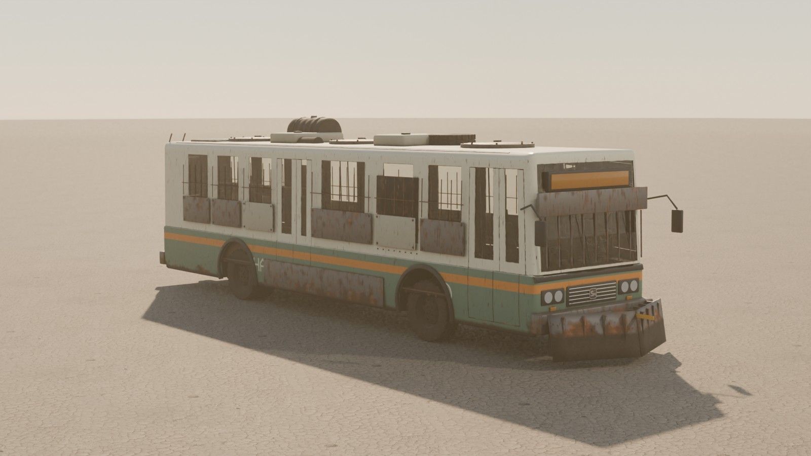 White armoured bus with plated windows