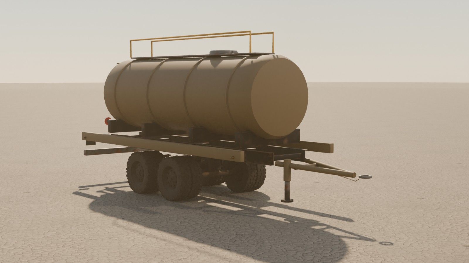 A rusted tanker trailer on a salt flat